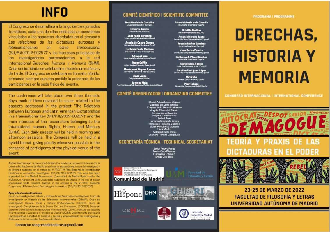 I CONGRESO INTERNACIONAL DERECHAS, HISTORIA Y MEMORIA: TEORÍA Y PRAXIS DE LAS DICTADURAS EN EL PODER - 5